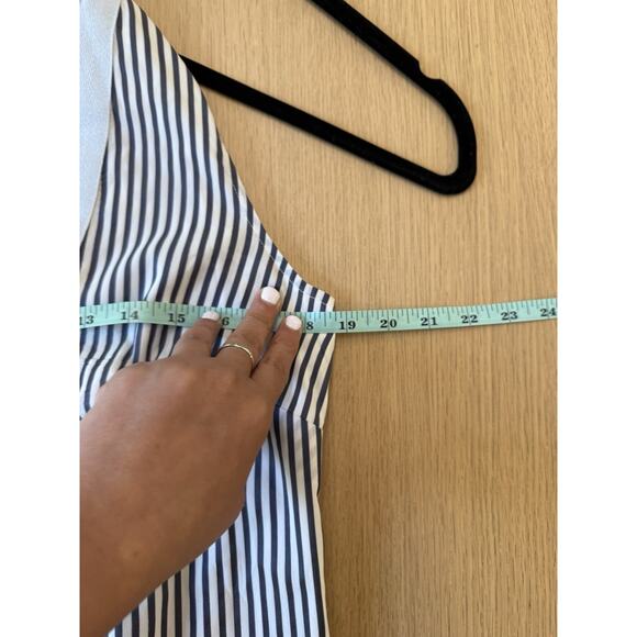 STS Woven Band Collar Split V-Neck Sleeveless Contrast Trim Tunic Shift Dress M - Picture 11 of 13